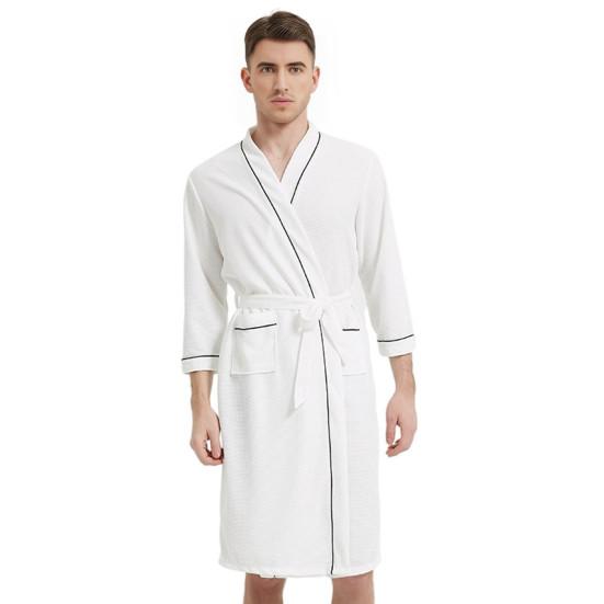 Мужской весенне-осенний халат однотонный ночной халат длиной до колена мягкий домашний халат для отдыха пижама для пар