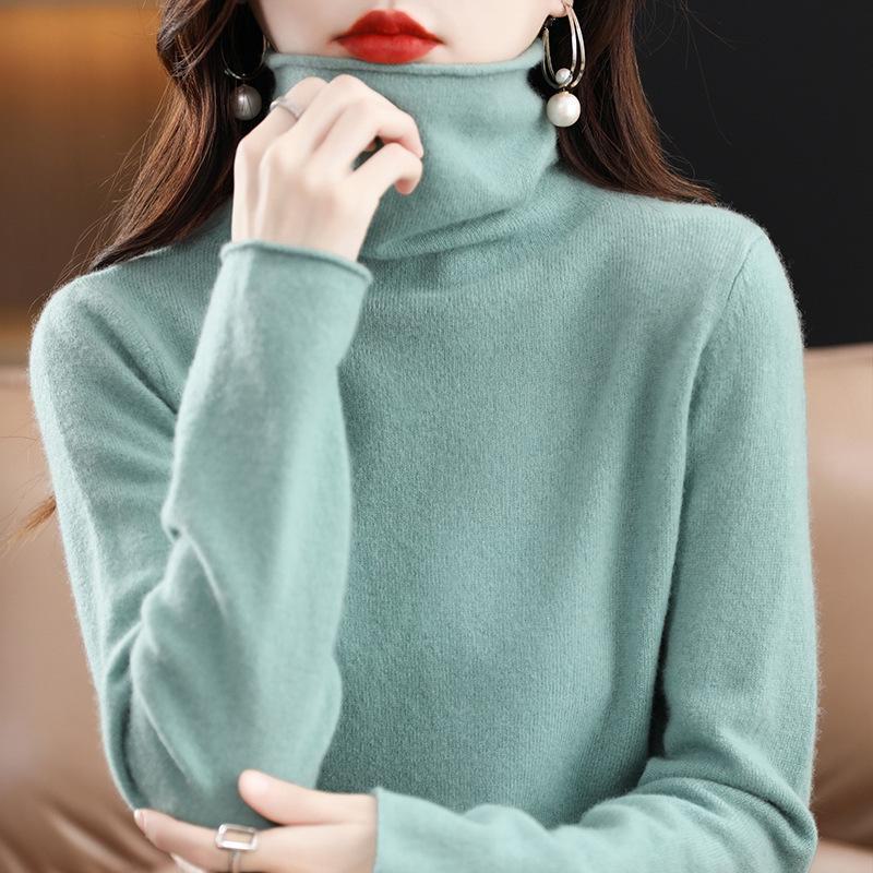 Женская водолазка из кашемира – однотонная, короткая, простая вязка, 100% шерсть, на осень и зиму.