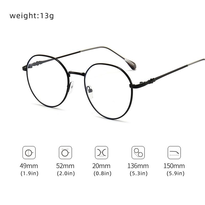 Fashion Korean Style Round Women Glasses Computer Frame Metal Anti Blue Light Spectacles Eyeglasses