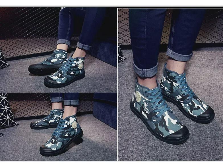 Сапоги из парусины в стиле ретро унисекс: Осенне-зимняя повседневная обувь средней длины