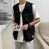 Men's Korean Style Multi-Pocket Workwear Vest - Trendy, Loose, and Sleeveless Summer Waistcoat