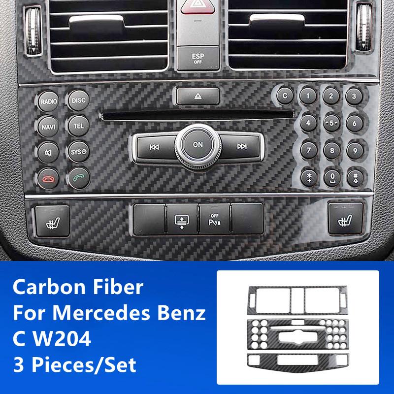 Углеродное волокно, модификация салона автомобиля, накладка, полоски, декоративные наклейки для Mercedes Benz C W204, внутренняя отделка автомобиля