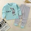 Winter Kids Long Sleeve O Neck T Shirt Pants Set Casual Baggy 2pcs Suit Cotton Cartoon Printes Outfit