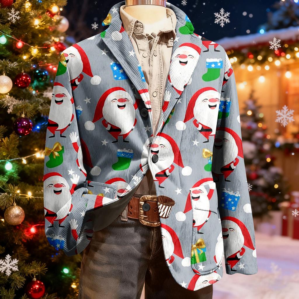 Мужской уродливый рождественский вельветовый теплый карманный пиджак-кардиган, мужской повседневный костюм