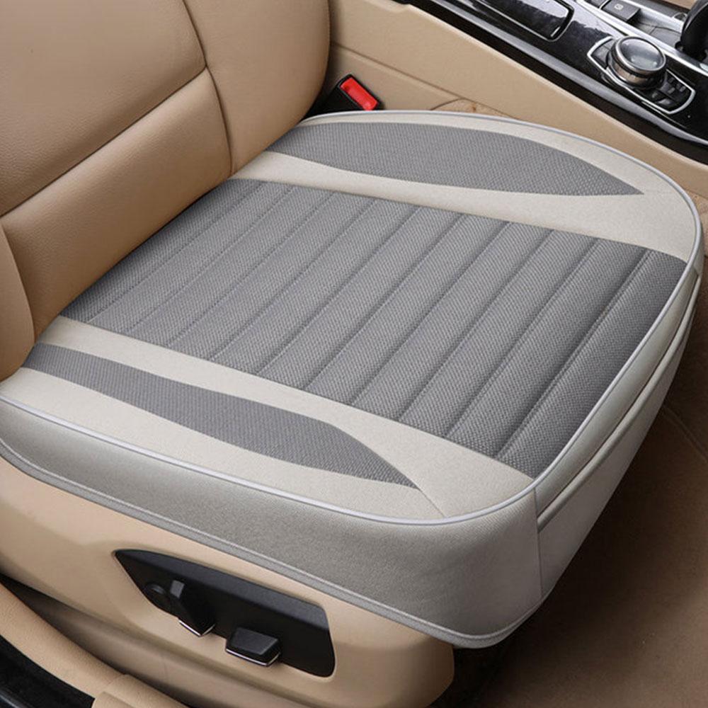 Flax Car Seat Cover Four Seasons Front Linen Fabric Cushion Breathable Protector Mat Pad Auto Accessories Universal Size Cover
