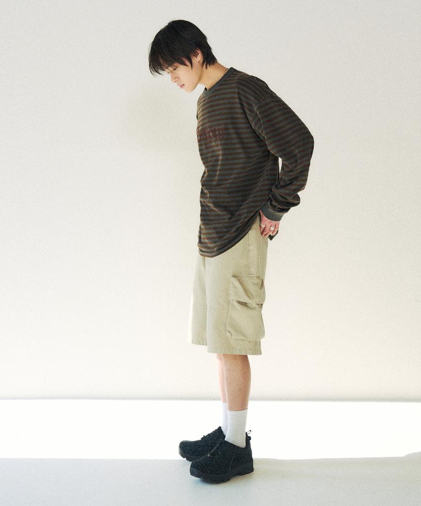 SLOWACID Pigment Vintage Stripe Long Sleeve [Brown]
