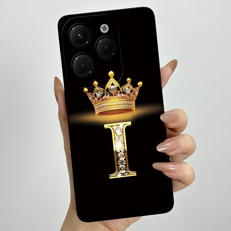 Чехол для Infinix Hot 40 Pro 40i Корона Буква Funda Мягкая Жидкая Силиконовая Задняя Крышка Для Infinix Hot40 Hot40i 40Pro Бампер Оболочка