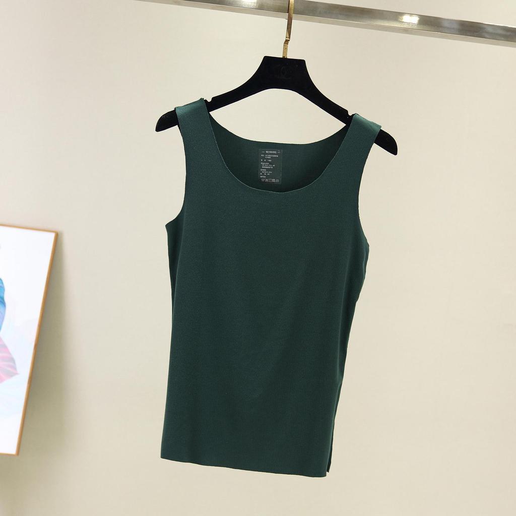 Korean Ribbed Cotton Seamless Tank Top - Women's Plus Size Round Neck Base Layer