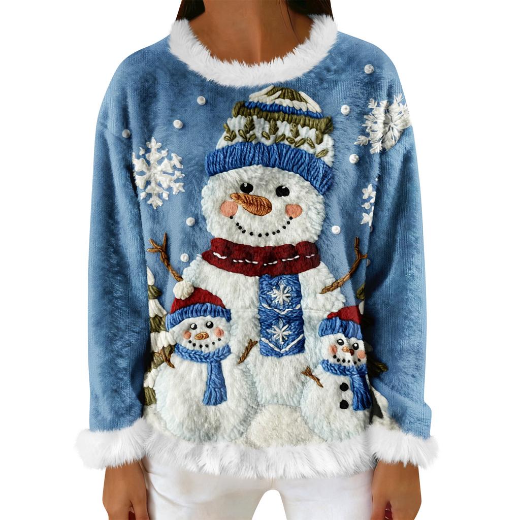 Women's Casual Fleece Sweatshirt  Long-Sleeve Round  Neck Casual Comfortable Loose-Fit Lightweight Women's Flannel Sweatshirt