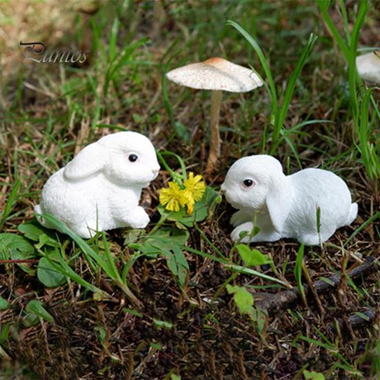 4 шт. Мини-статуэтки кроликов, миниатюрные фигурки кроликов из смолы, пасхальный декор, скульптуры кроликов для поделок своими руками, сад фей, весенний декор стола