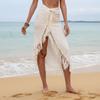 High Side Slit Design Beach Skirts Asymmetrical Hem Boho Skirts Bikini Cover Up Skirts  for Women