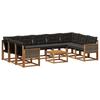 Outdoor Sofa Set with Cushions 10 Pcs Natural and Black