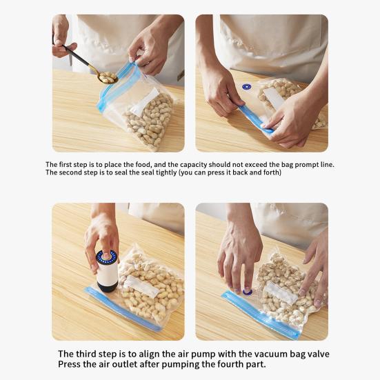 Mini Vacuum Sealer Machine Good Sealing Moisture-Proof 2-in-1 Extraction Inflation Rechargeable Kitchen Gadget for Meat Fish Vegetables Fruits