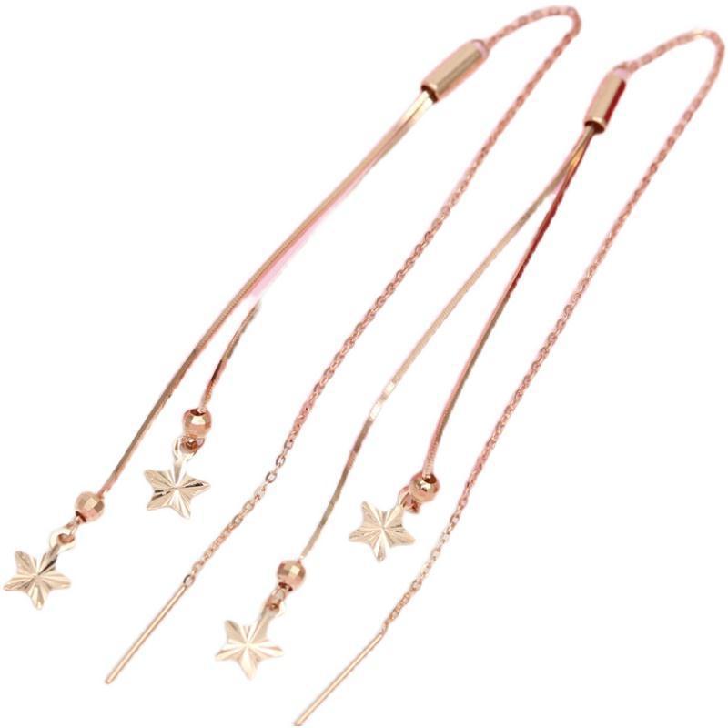 Изысканные русские серьги-звезды с бахромой из 585 фиолетового золота Ins Маленькие свежие корейская версия Серьги из цветного золота с покрытием из розового золота