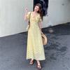 Ретро Приталенное Миди Платье в Цветочный Принт с V-образным Вырезом для Женщин, Короткий Рукав, Оборки, Сращивание, Элегантное, Для Отпуска, Длинное Платье