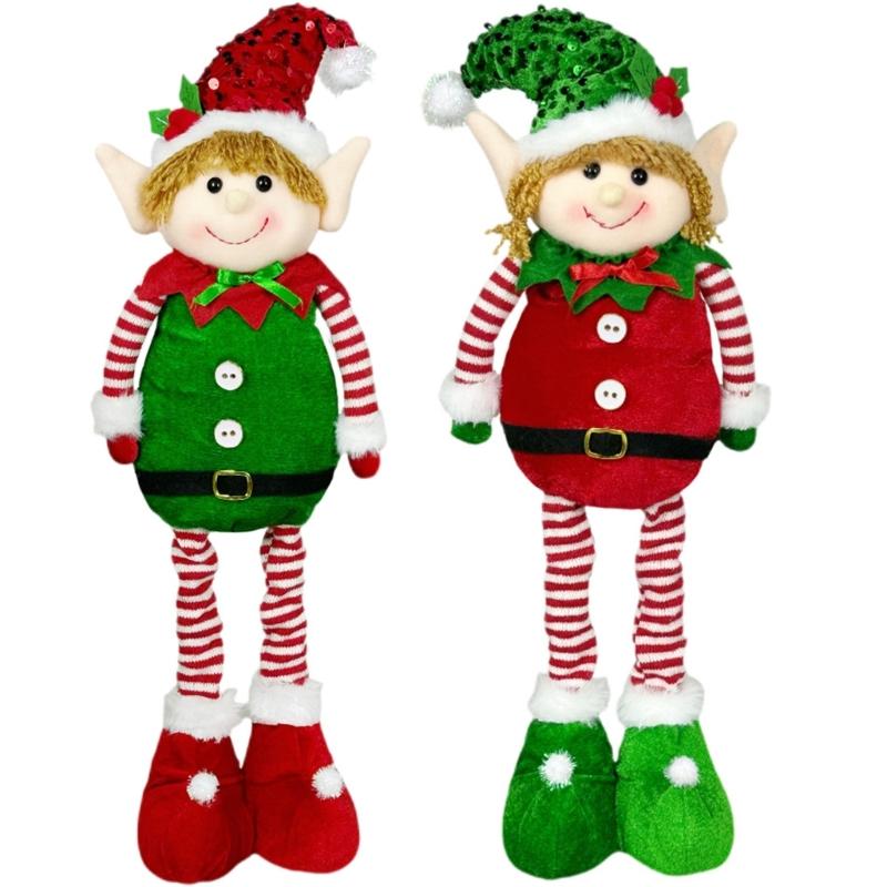 Stretchable Plush Doll Ornament Adjustable Height Telescoping Plush Figure Christmas Decoration for Living Room Bedroom