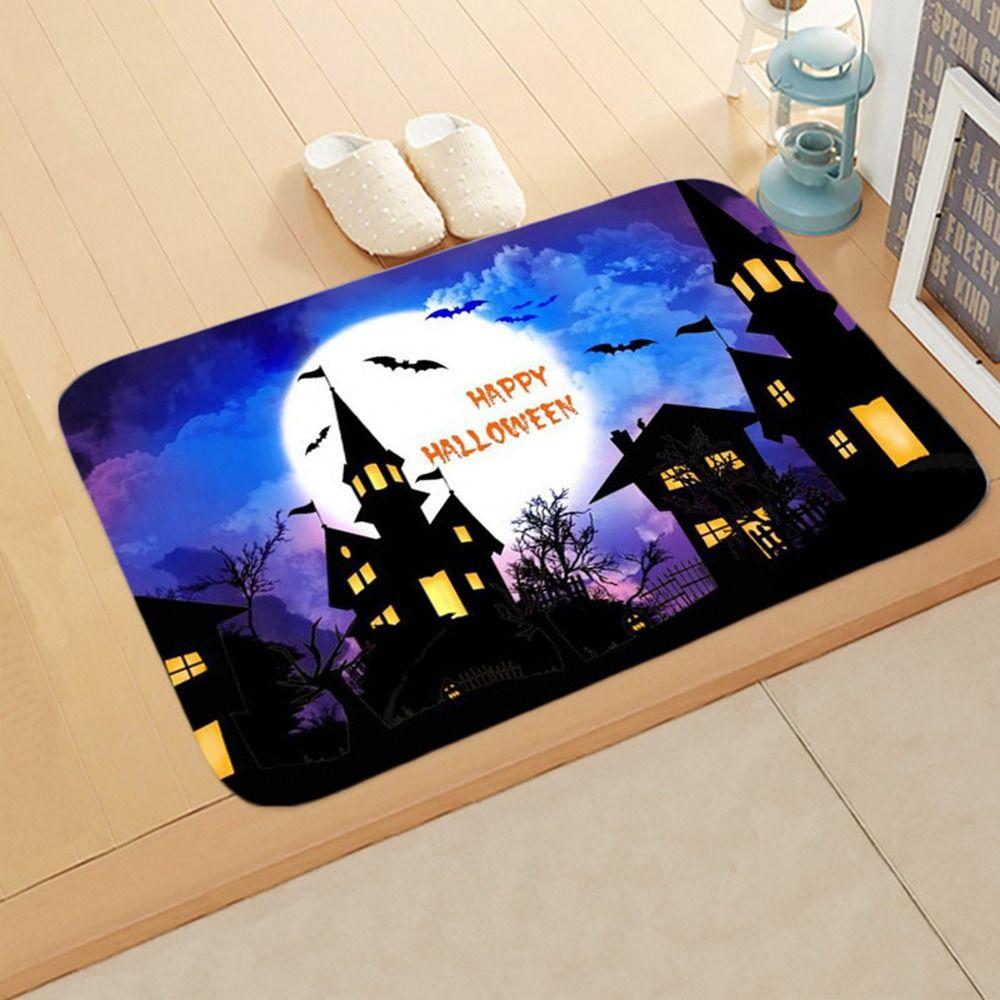Flannel Halloween Door Mat Horror Ghost Outdoor Carpet New Floor Mat Kitchen Bathroom
