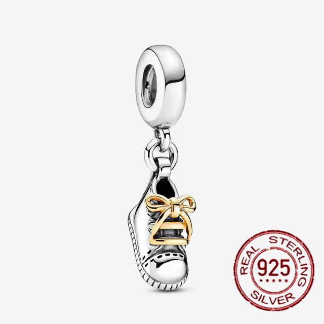 S925 Стерлингового Серебра Аист и Мерцающие Звезды Мотаться Шарм Подходит Оригинальный Модный Браслет S925 Женские Ювелирные Изделия Подарок