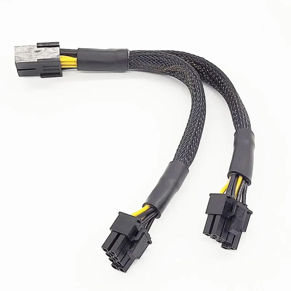 20cm Braided Y-Splitter GPU Power Cable, PCIe 8 Pin Female to Dual 8 Pin (6+2) Male Extension Cord, 18AWG Thick Wire for Desktop Graphics Video Card