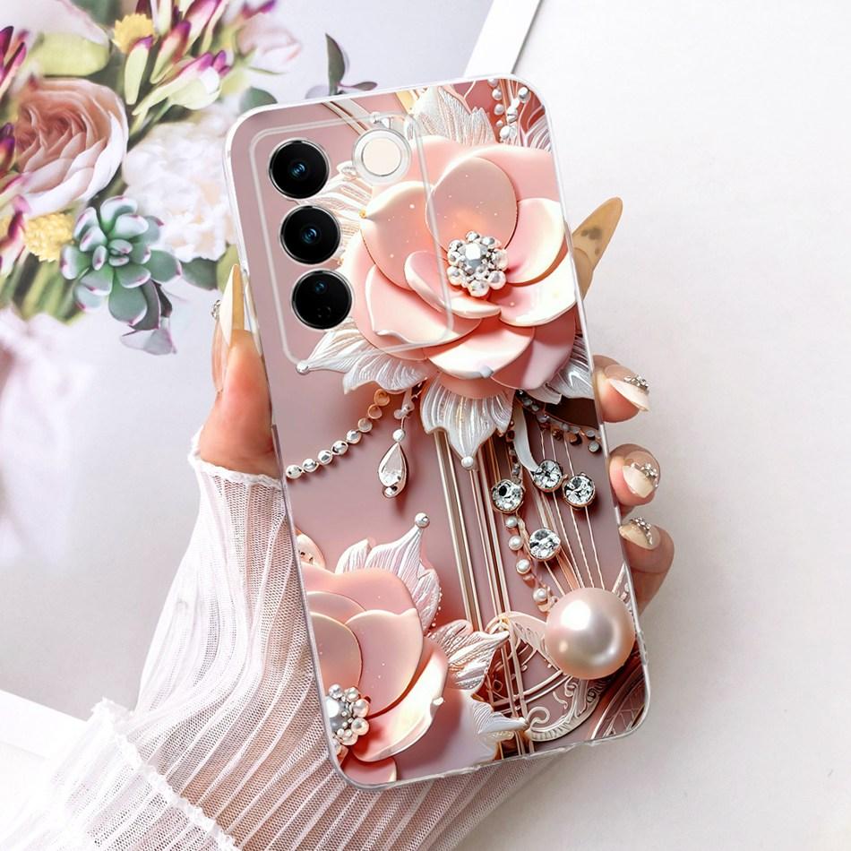 For Vivo V27 V27Pro Cute Flower Butterfly Cat Painted Case For Vivo V 27 V27 Pro V2230 V2231 Soft Silicone TPU Phone Cases