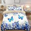 3pcs Blue Butterfly Printed Quilt Set- Includes 1 Quilt Cover and 2 Pillow Cover (without Filler)