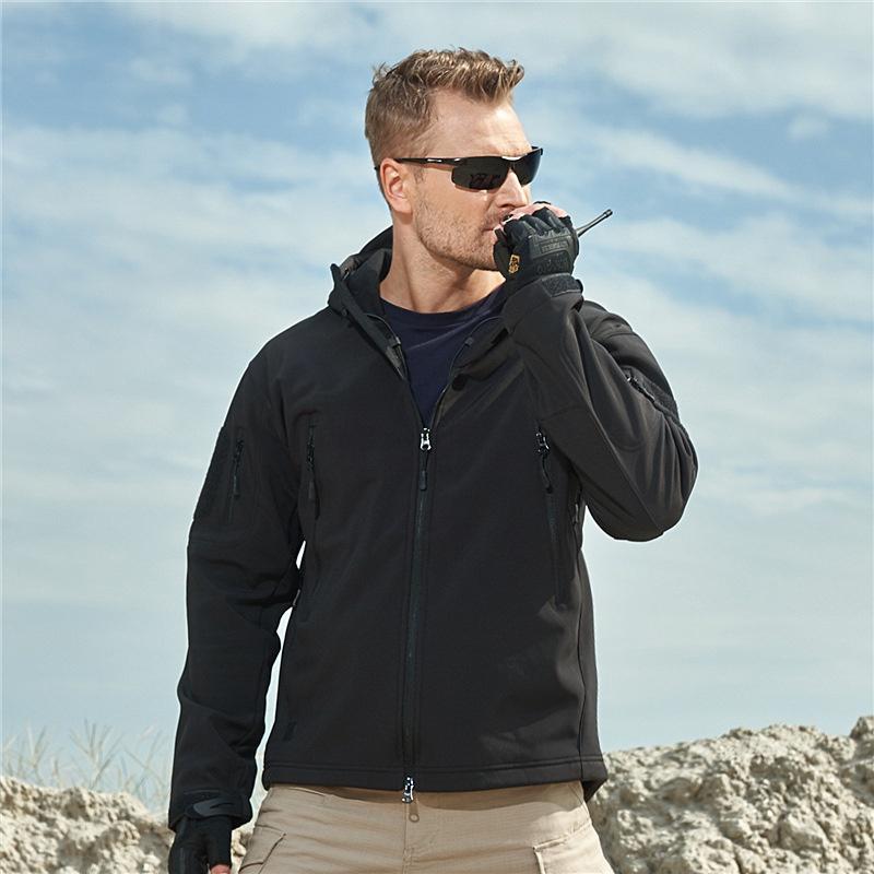 Fleece Men's Winter Military Softshell Tactical Jacket Outdoor Camouflage Hunting Camping Waterproof Army Coat Hoodie Jacket Plus Size XS-5XL