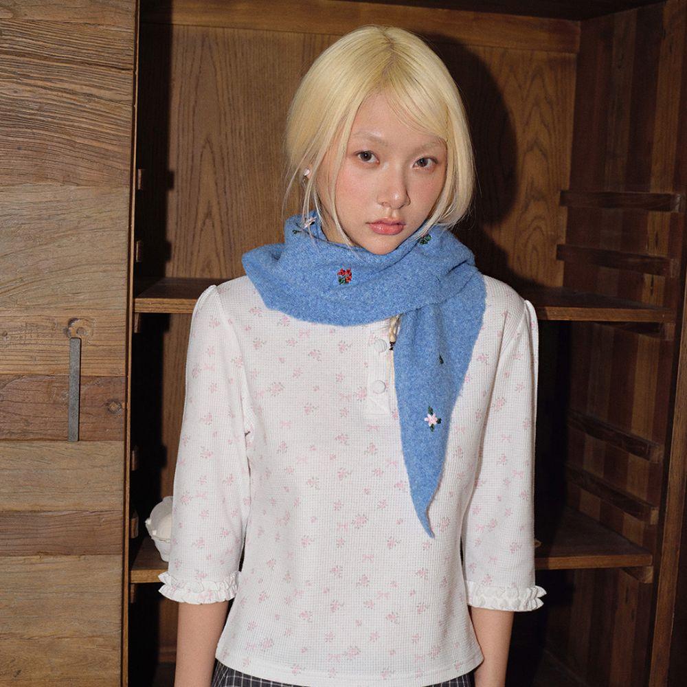 Embroidery Embroidered Triangle Scarf Rose Flower Wool Blend Headscarf Turban Clothing Accessories