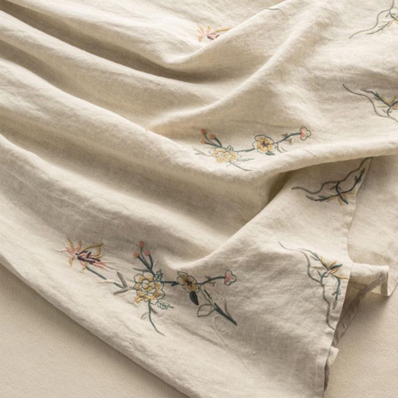 Женская длинная юбка в стиле ретро из хлопка и льна с вышивкой - Облегающая, однотонная, универсальная, летний стиль 2022