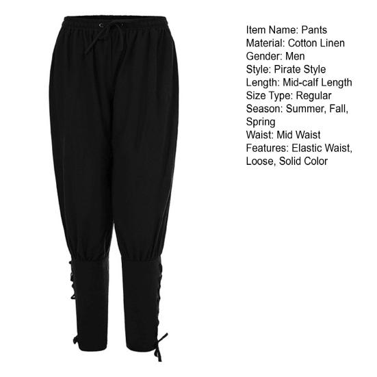 Мужские брюки винтажные пиратские брюки мужские косплей викингов с эластичной резинкой на талии Ренессанс средневековые готические укороченные брюки пиратский костюм брюки мужская одежда