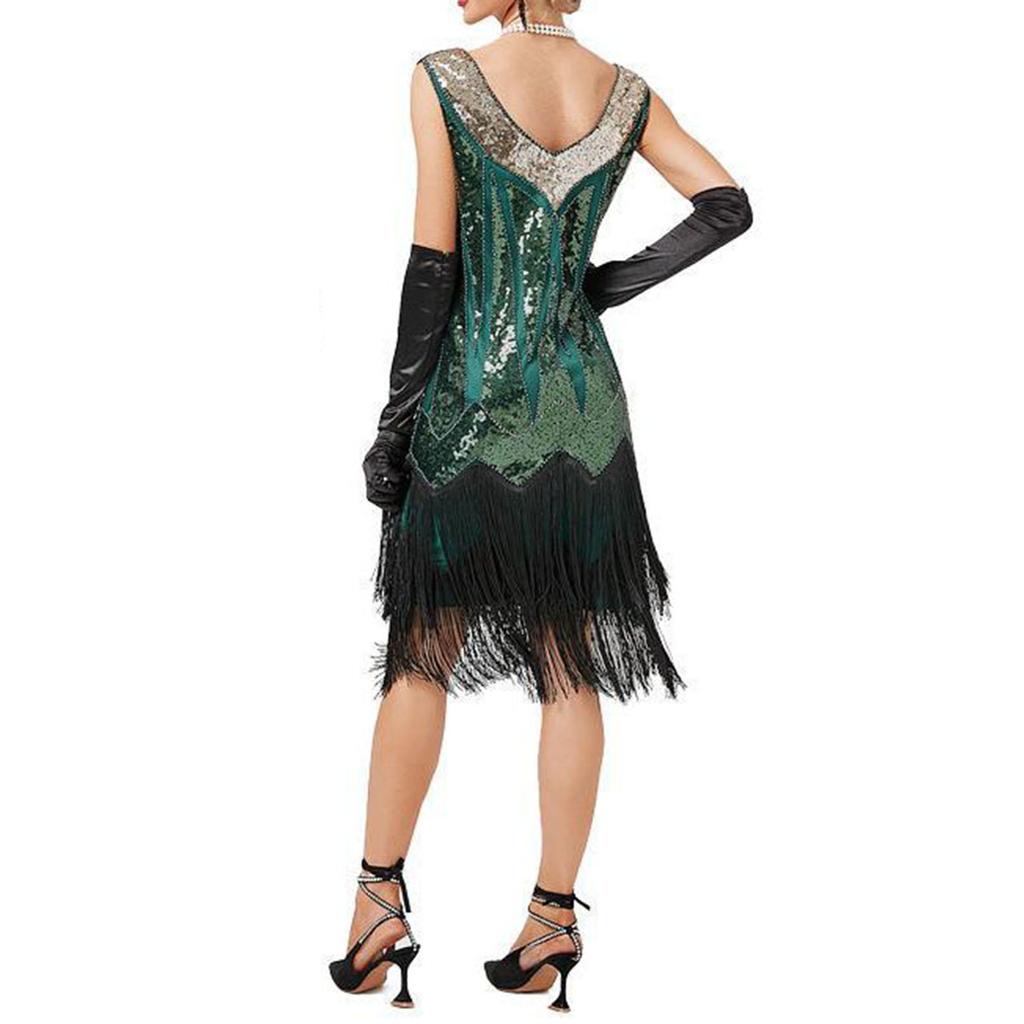 Женское вечернее сексуальное платье, модное однотонное платье с блестками и бахромой