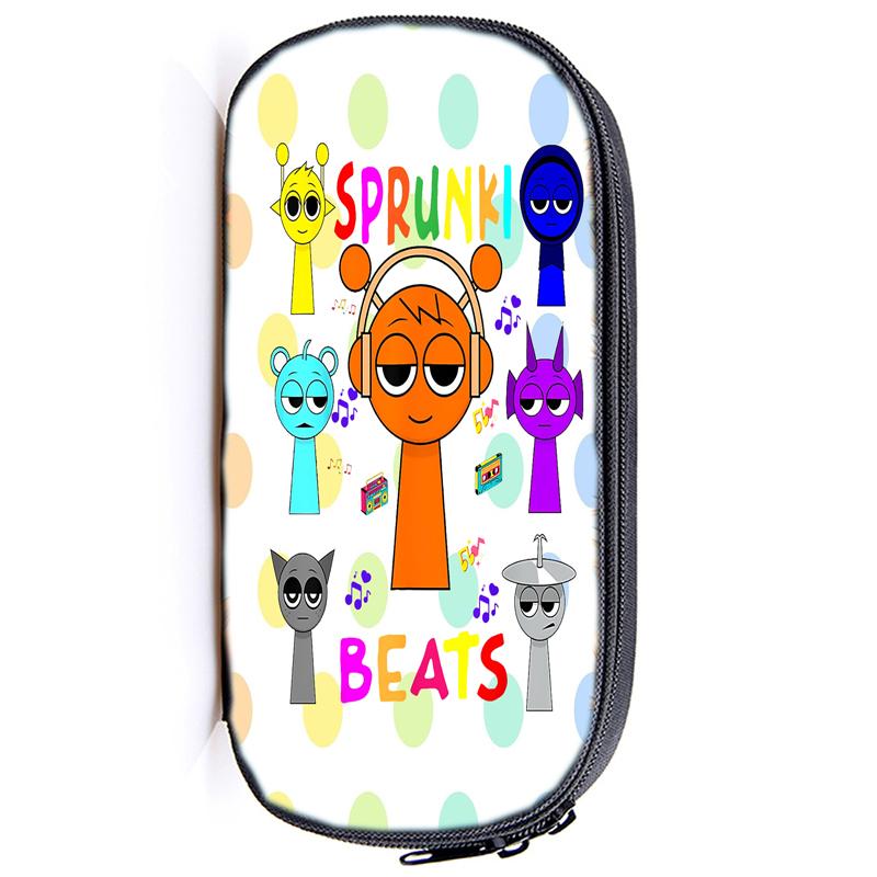 Сумка для хранения ручек Sprunki Incredibox Пенал для детей Многофункциональные косметические принадлежности для учебы Простые канцелярские принадлежности для мальчиков и девочек