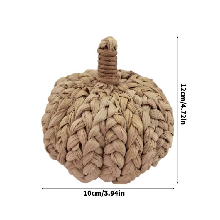 Thanksgiving Pumpkins Decors Accent, Woven Farmhouses Tabletop Ornament with Natural Braided Texture for Shelf and Harvest Styling