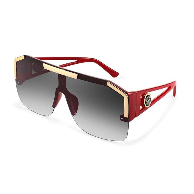 Солнцезащитные очки Oversized Square Flat Top Shield One Piece без оправы стильные женские и мужские UV400 E1037