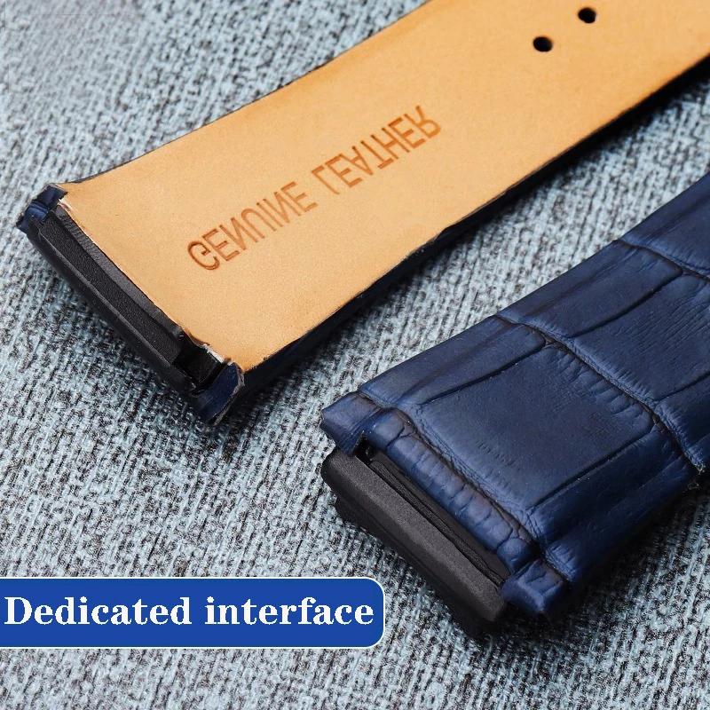 Genuine Leather Watchband For GUESS W0040G3 W0247G3 W0040G7 Series Blue Cowhide Watch Straps 22mm Wrist Band Men Bracelet