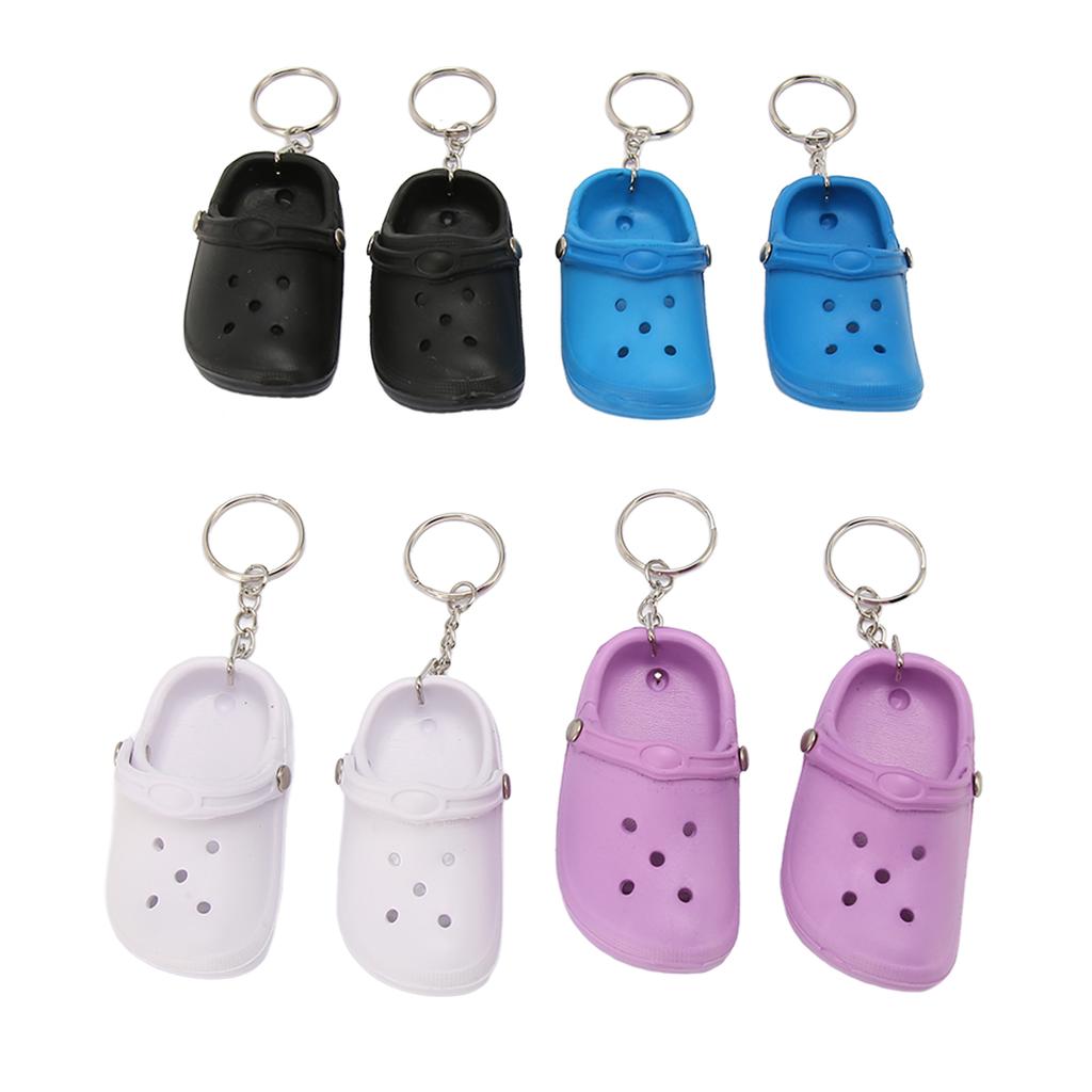8Pcs Slipper Keychain Assorted Colors Soft Silicone Simple Stylish Hole Shoes Keychain for Backpack Clothes Decoration