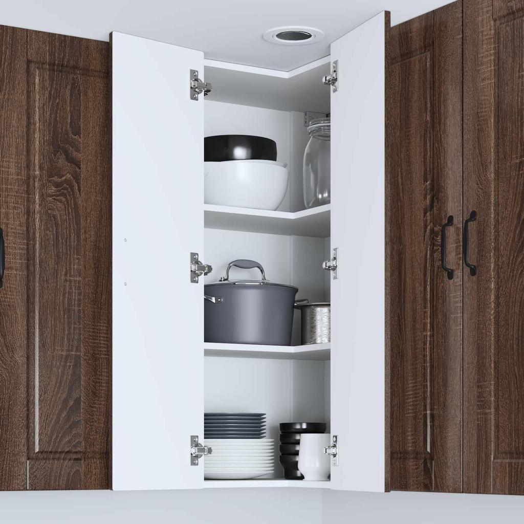 Wall Mounted Corner Cabinet PORTO Brown Oak Effect 57 x 57 x 100 cm