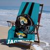 proof beach towel with Jacksonville Jaguars logo pattern - soft,absorbent,quick-drying,machine washable - perfect for swimming,camping,bathing