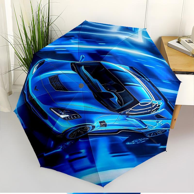 Sports car Print Automatic Open Close Umbrella, Portable Foldable Umbrella, for Outdoor Commute Camping Trip, Ideal Birthday Gift