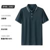 Quick-Drying Cool Button-Up Men'S Polo Shirt Summer Neckline Striped Stand-Up Collar Short-Sleeved Men'S Top Ice Silk Quick-Drying