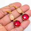 White Topaz, Rubillite Gemstone 925 Sterling Silver Jewelry Earring 2.17" GK-5168