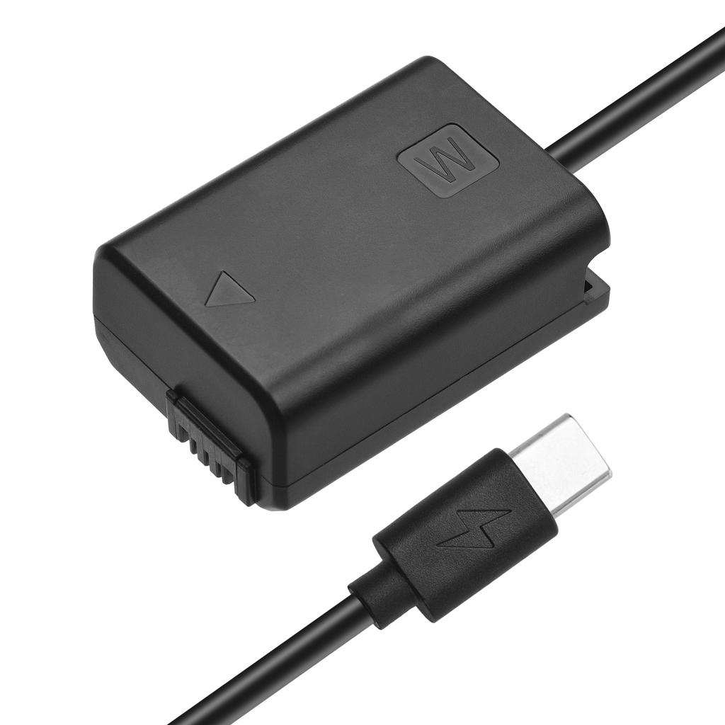 Andoer NP-FW50 Адаптер-пустышка USB-C для фиктивной батареи со сменным пружинным кабелем питания USB Type-C