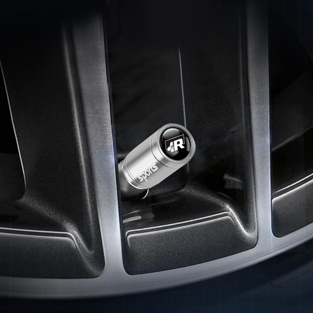 For VW R Golf 6 Jetta Bora Mk4 GTI GTD Tiguan Passat Touran Polo 4pcs Car Wheel Tire Valve Caps Stem Case With Logo Auto Styling