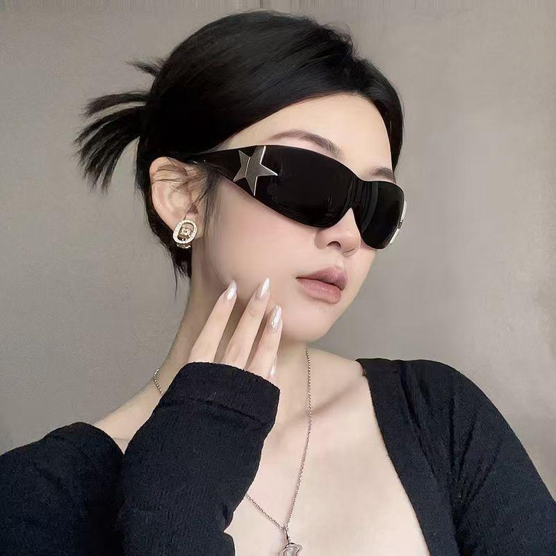 Женские солнцезащитные очки без оправы Star Y2K, стильные очки для девушек в стиле хип-хоп, солнцезащитные очки для пляжной вечеринки