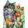 Full Round Drill Diamond Embroidery Cat In The Flowers DIY Diamond Painting Cross Stitch Rhinestone