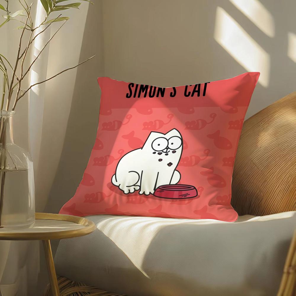 Cute Smart Cat Cartoon SSimons Cat Pillow Case Pattern Printed Pillowcase for Living Room Sofa Cushion Cover Bedroom Decor