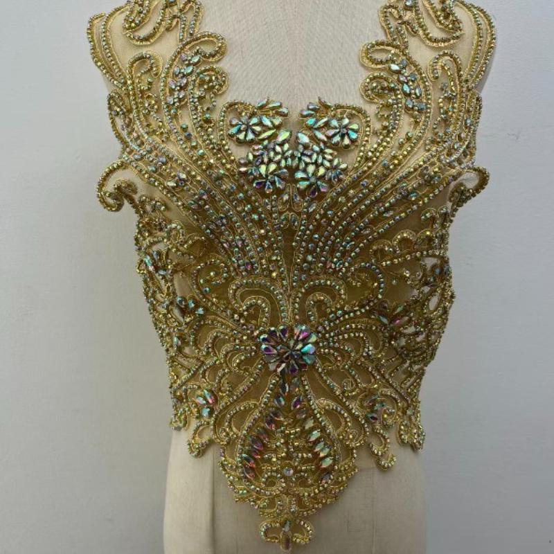 19 цветов Кристаллы ручной работы Бисер Кружево Пришивные Стразы Аппликации для Свадебных Костюмов Вечернего Платья Декор