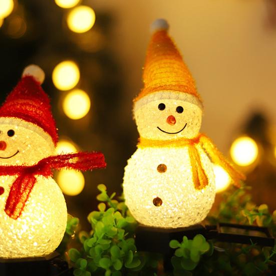 Солнечные наземные лампы, уличные рождественские светильники в форме снеговика, энергосберегающие декоративные светильники для сада и двора