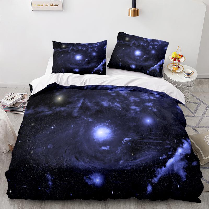 3D Home Bedding Universe Star Sky Quilt Cover Queen King Full Size Twin Planet Print Adult Children's Quilt Cover and Pillowcase Bedding