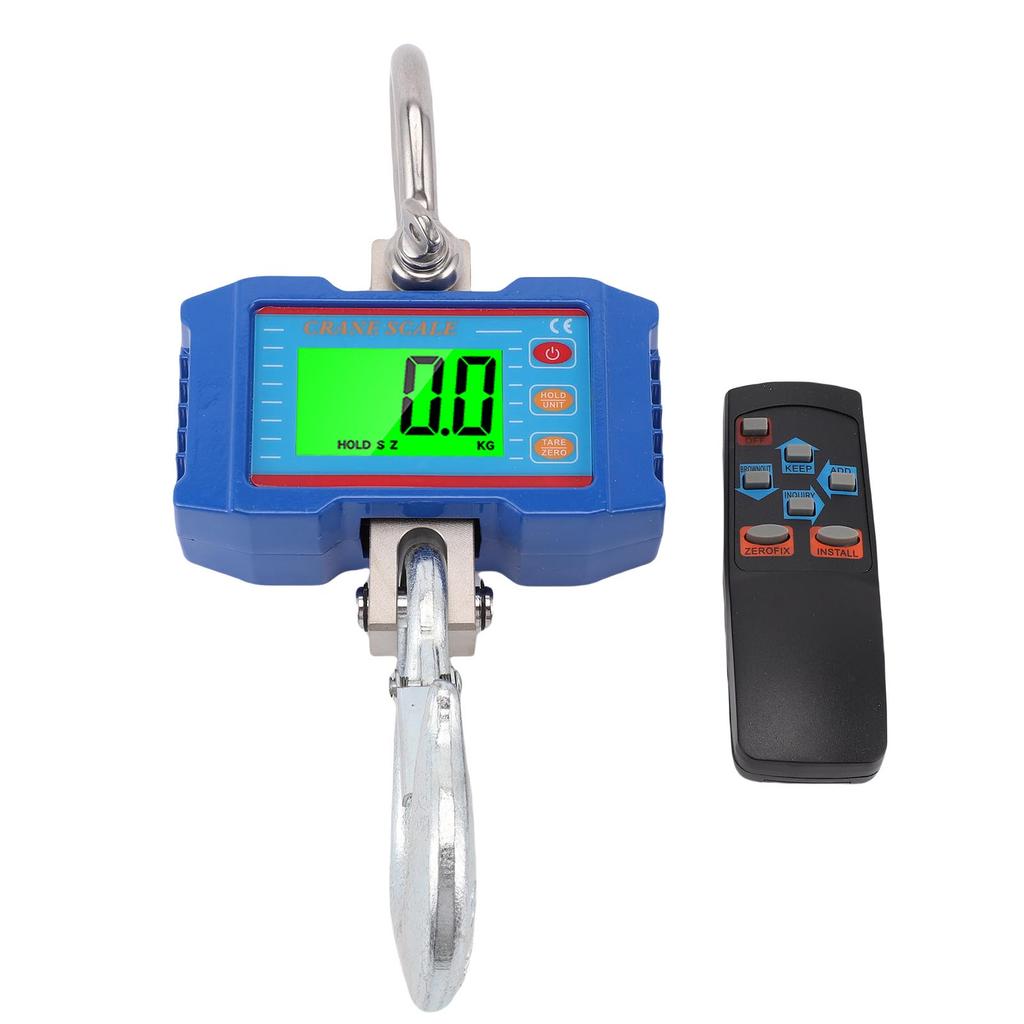 Digital Crane Scale 2000KG 4400lb Accurate with LCD Backlight Remote Unit Switch Data Hold Tare Reset for Industrial