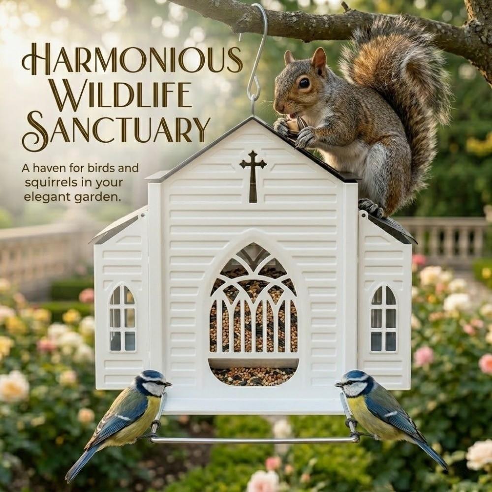 Heavy-Duty Solar Bird Feeder Solar-Powered Metal Bird House Hanging Wild Bird Feeder Various Birds